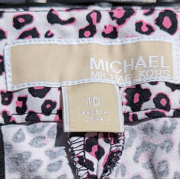 Michael Kors Size 10 Pink Black White Cheetah Leopard Print Pants - Picture 3 of 9